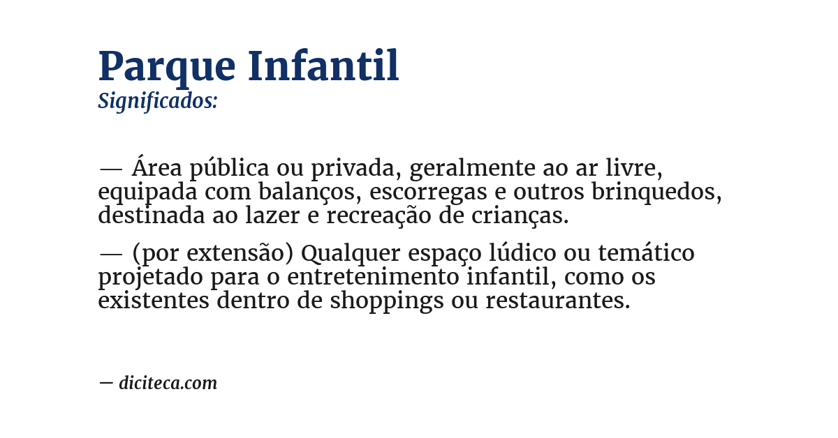 Significado de parque infantil