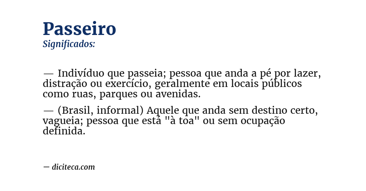 Significado de passeiro