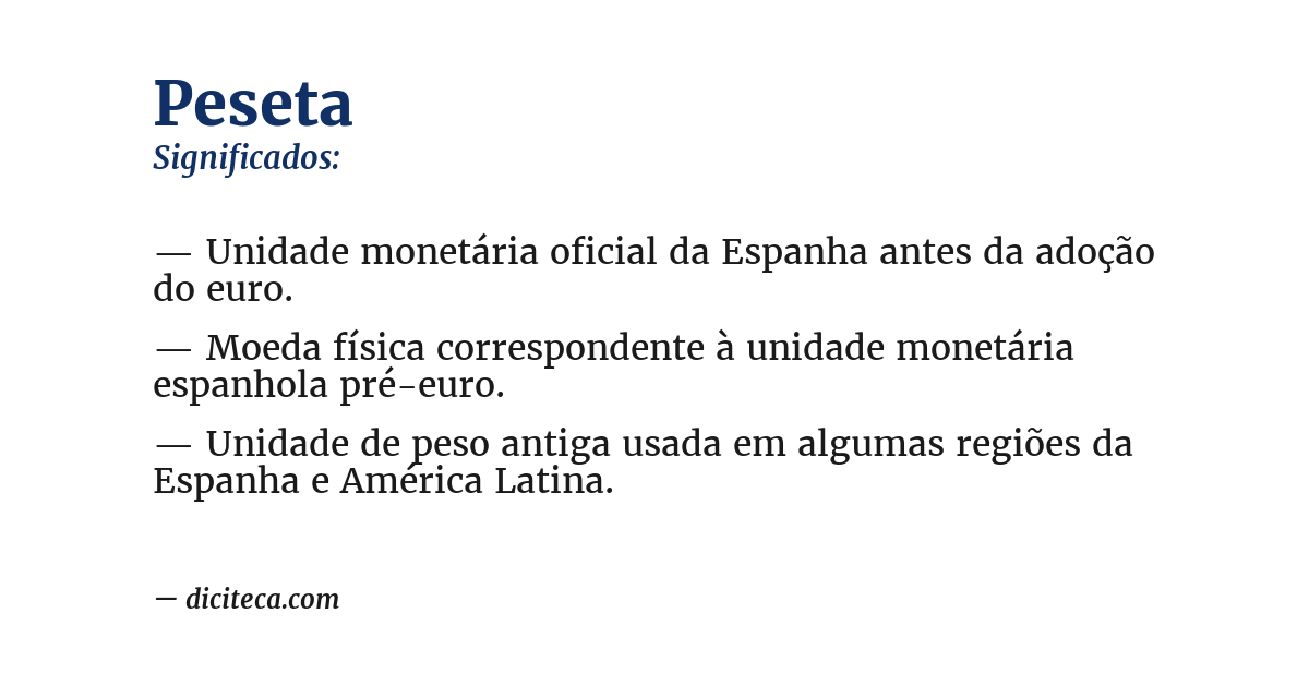 Significado de peseta