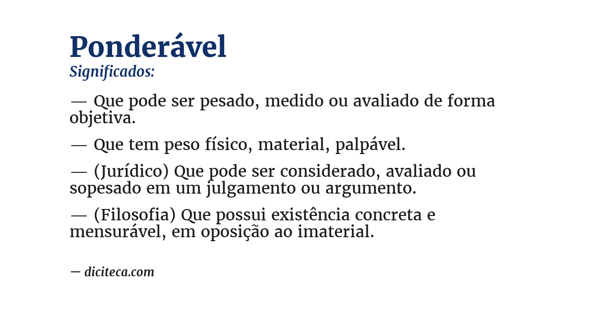 Significado de ponderável