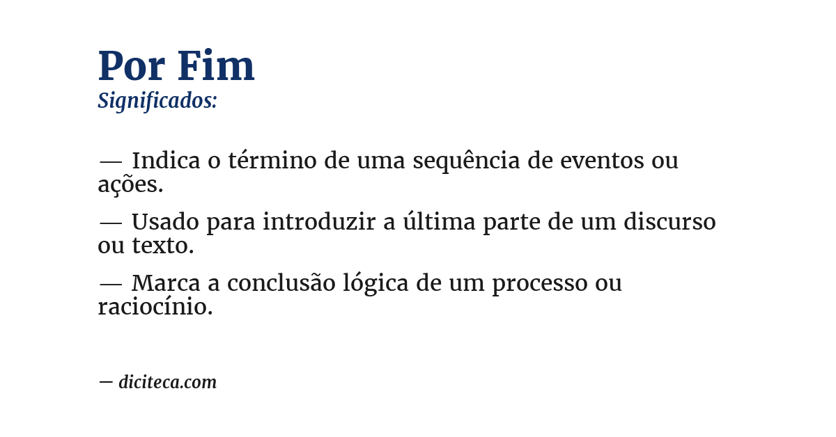 Significado de por fim