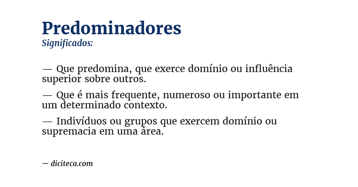 Significado de predominadores