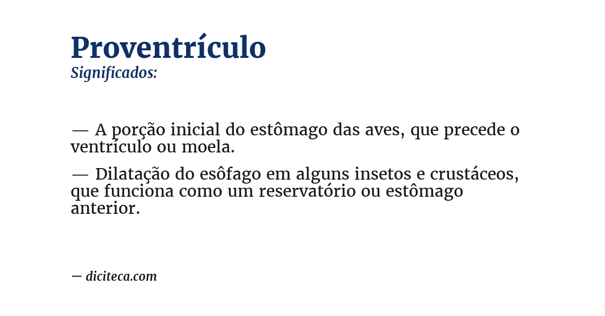 Significado de proventrículo