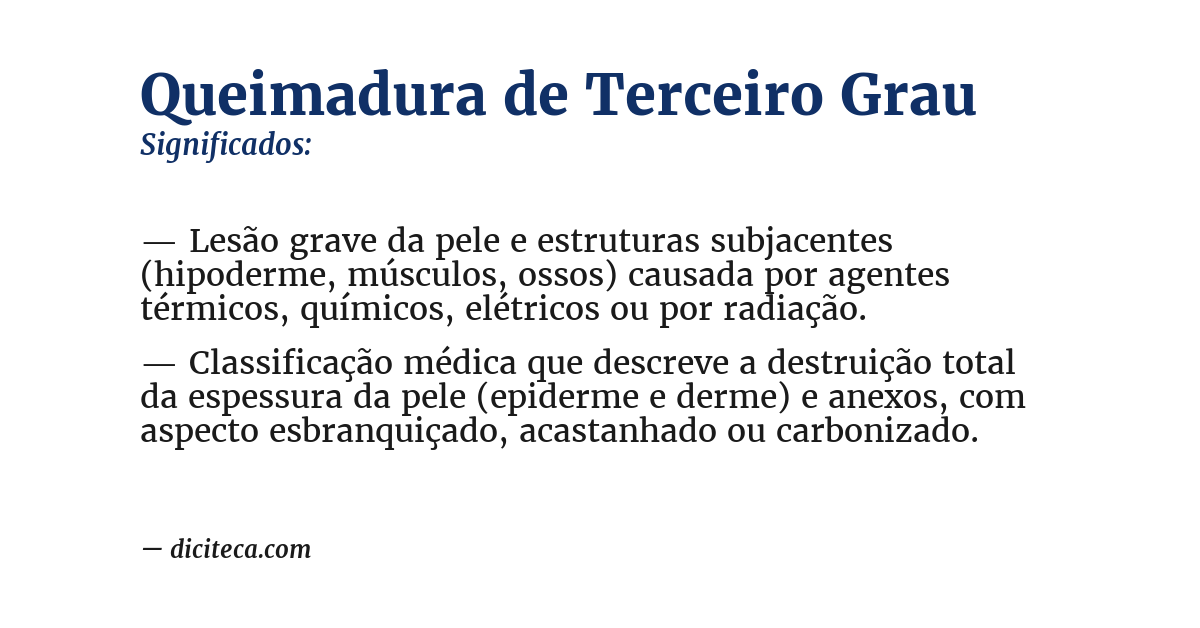 Significado de queimadura de terceiro grau