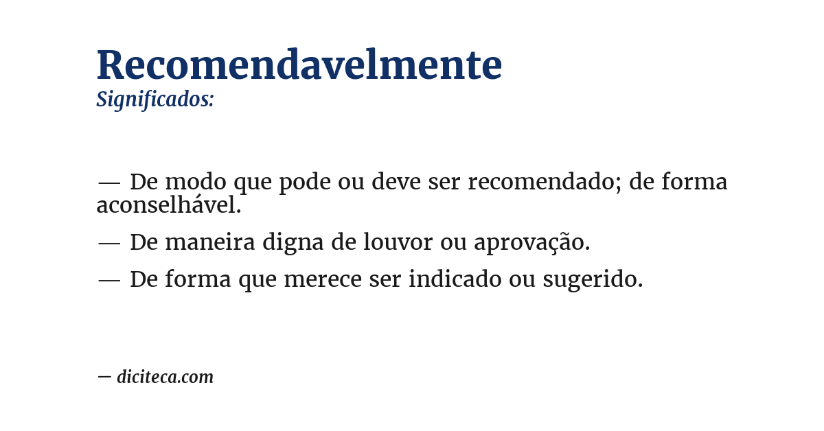 Significado de recomendavelmente