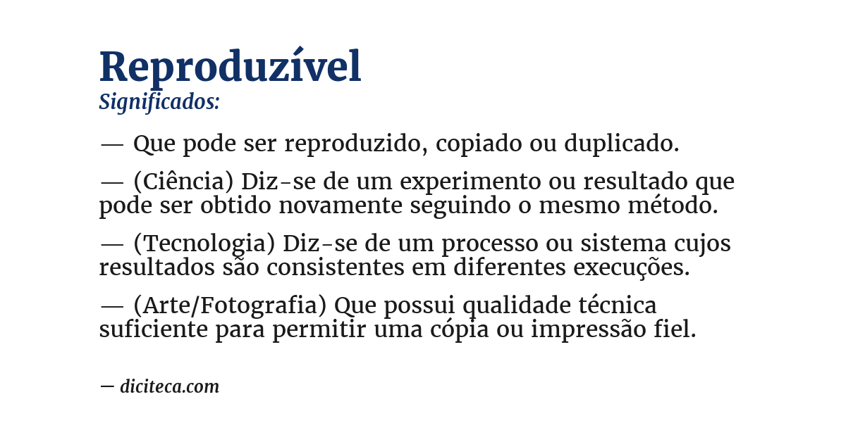 Significado de reproduzível