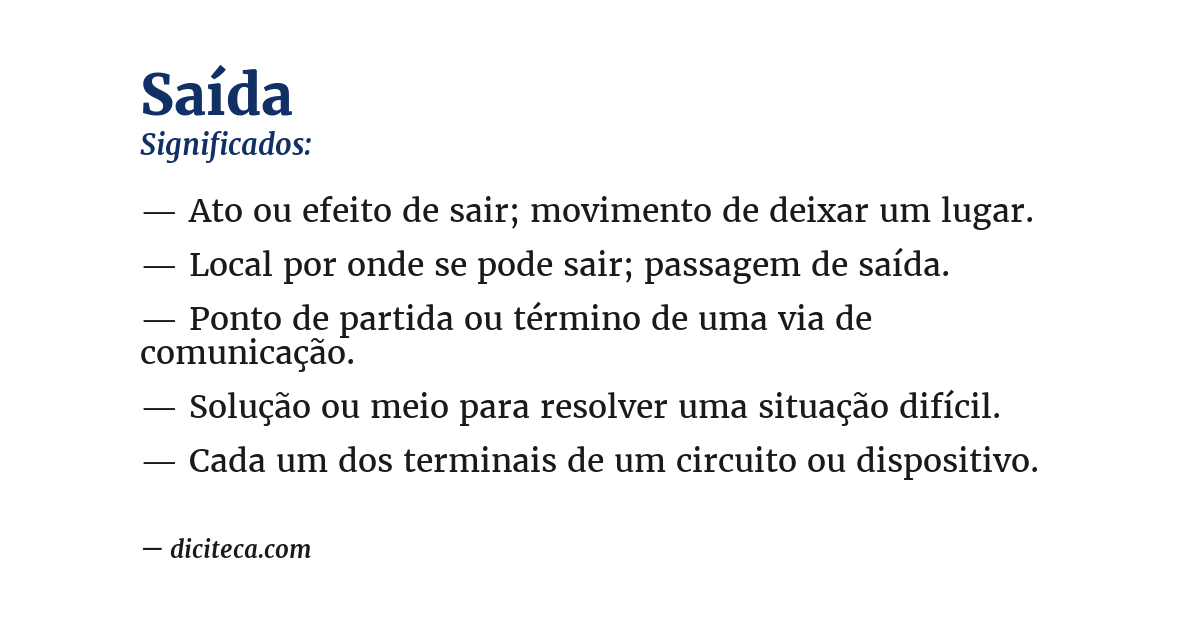 Significado de saída