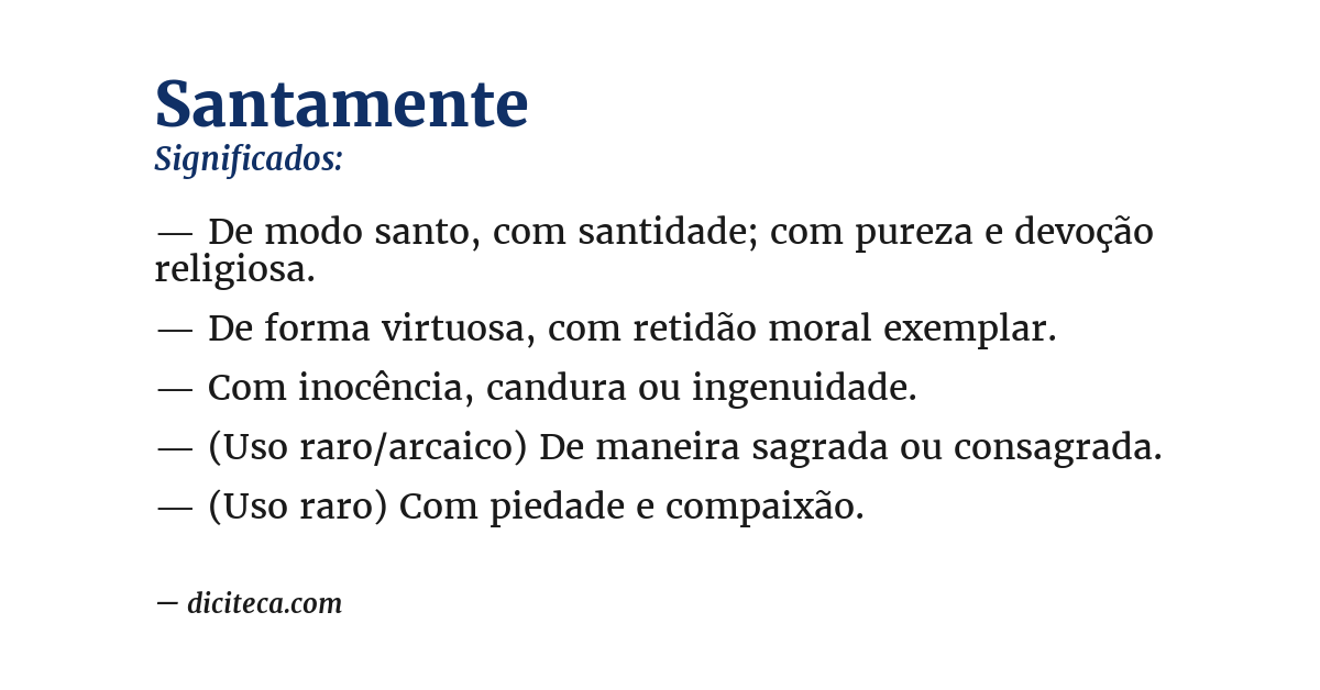 Significado de santamente