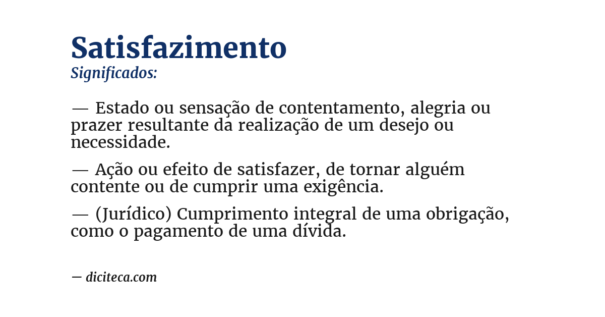 Significado de satisfazimento