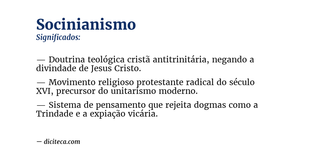 Significado de socinianismo