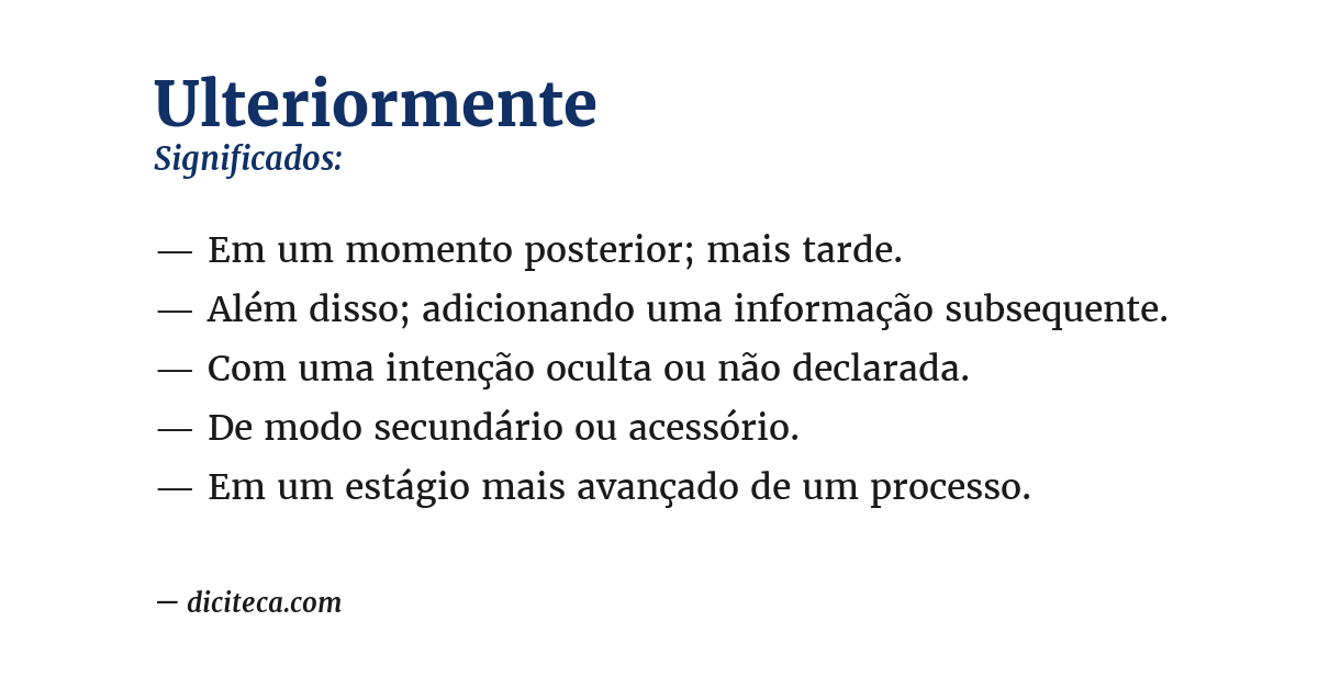 Significado de ulteriormente