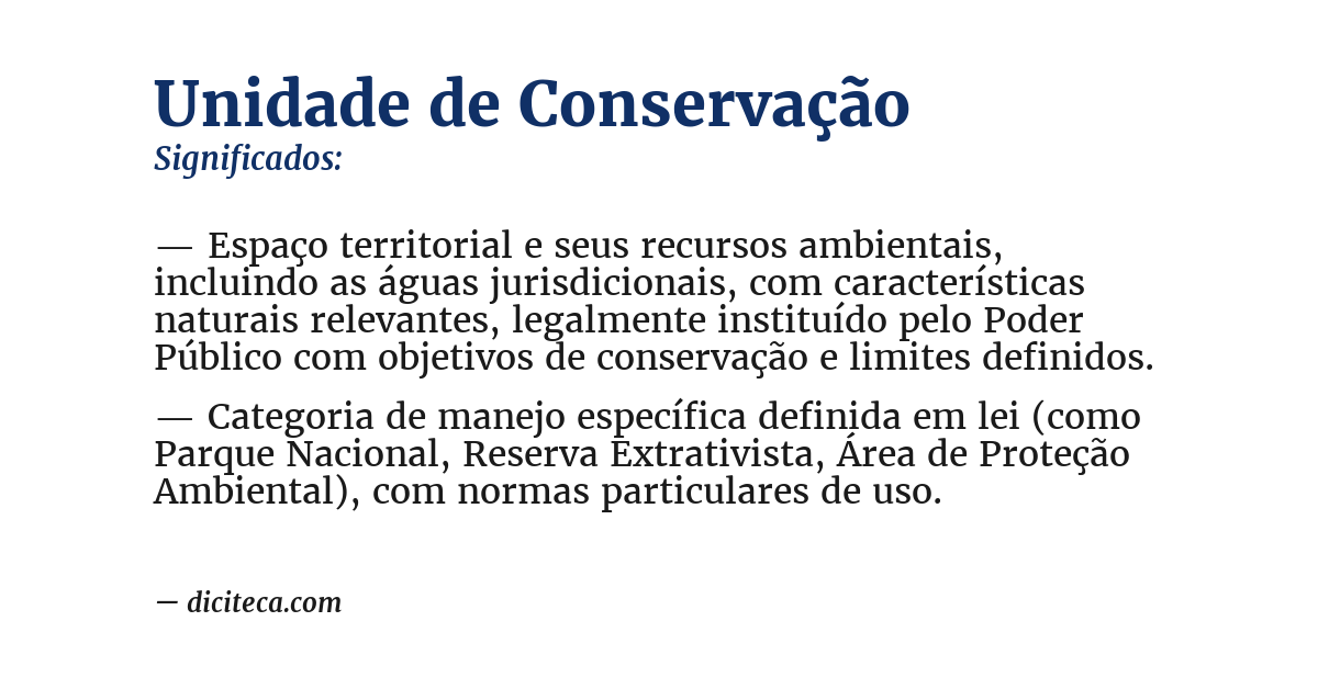 Significado de unidade de conservação