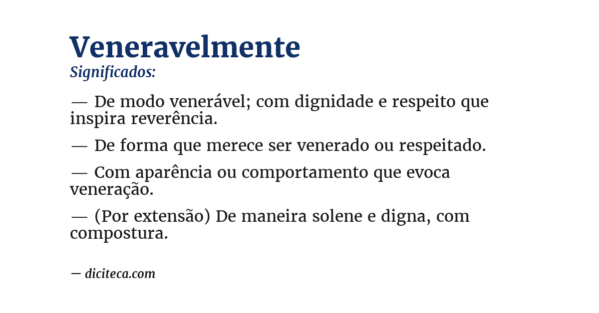 Significado de veneravelmente