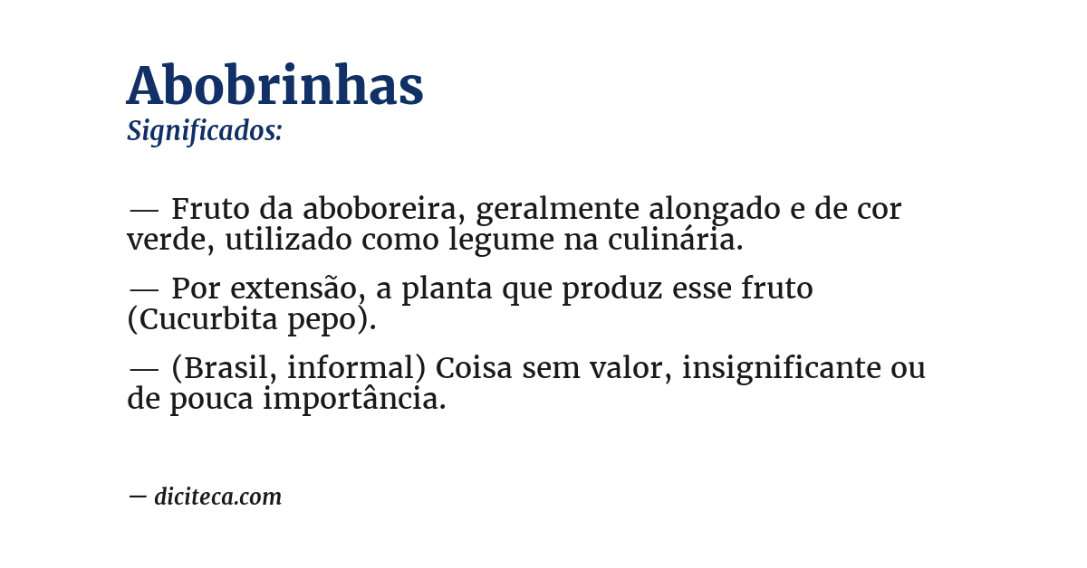 Significado de abobrinhas