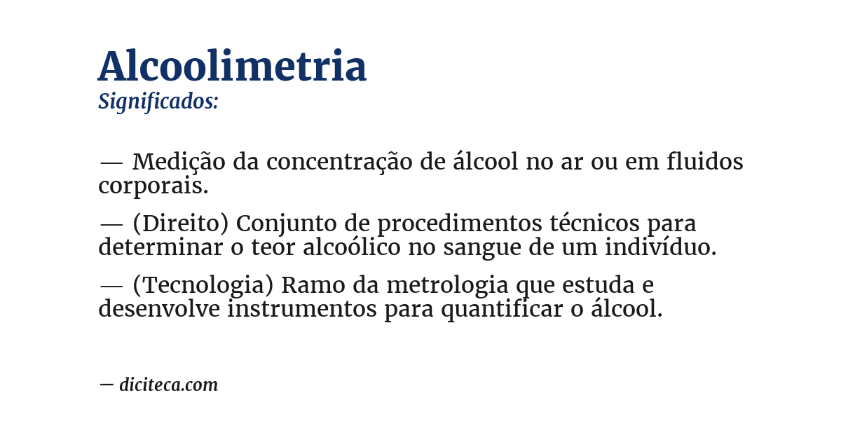 Significado de alcoolimetria