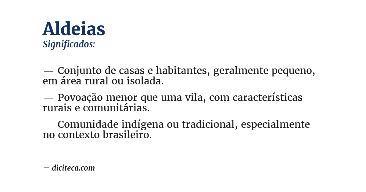 Significado de aldeias