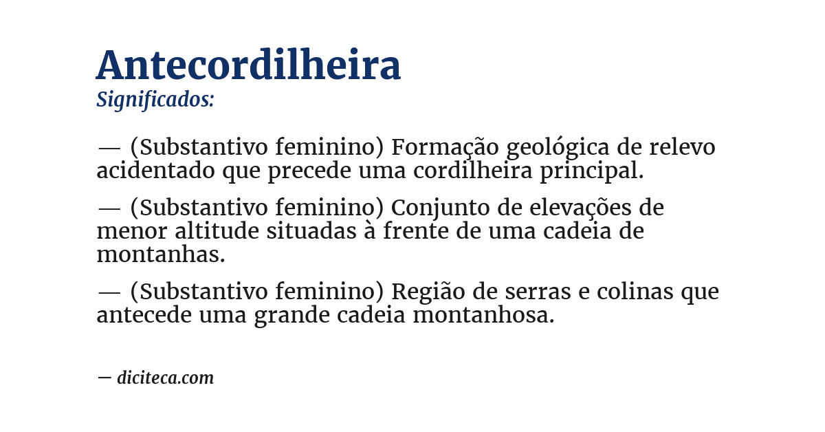 Significado de antecordilheira