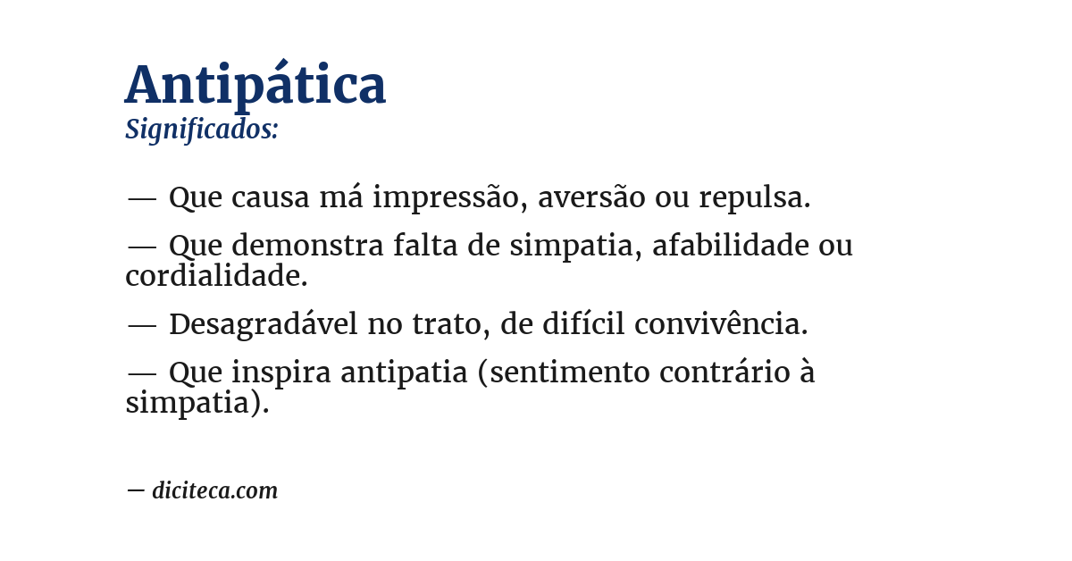 Significado de antipática