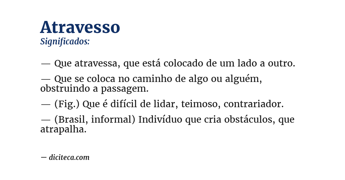 Significado de atravesso