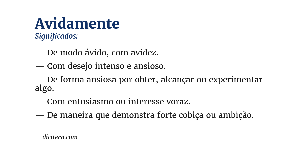 Significado de avidamente