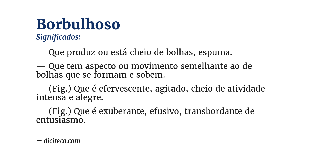 Significado de borbulhoso