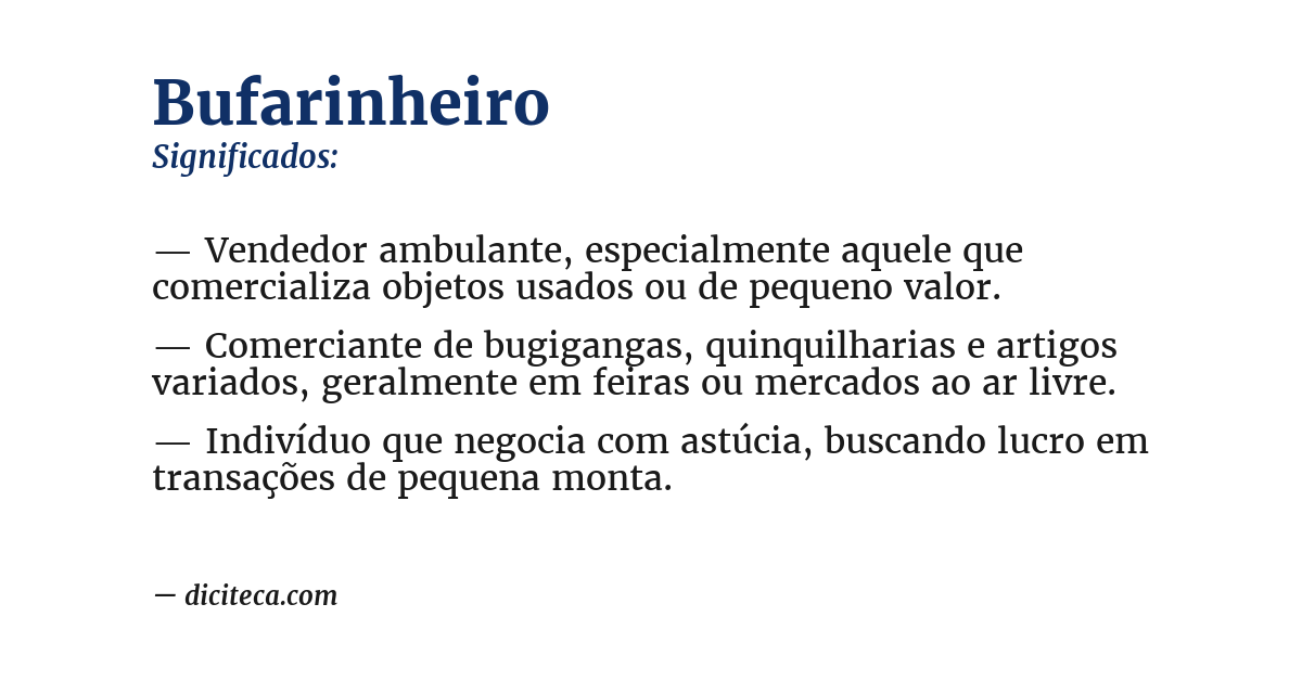 Significado de bufarinheiro
