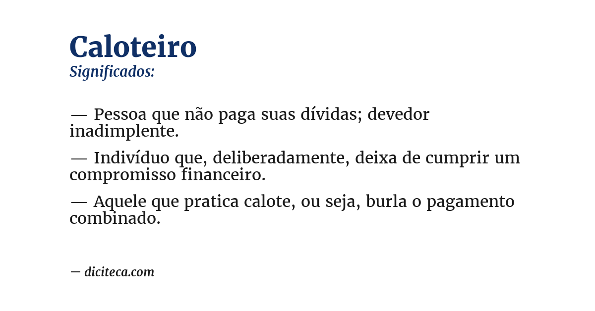 Significado de caloteiro
