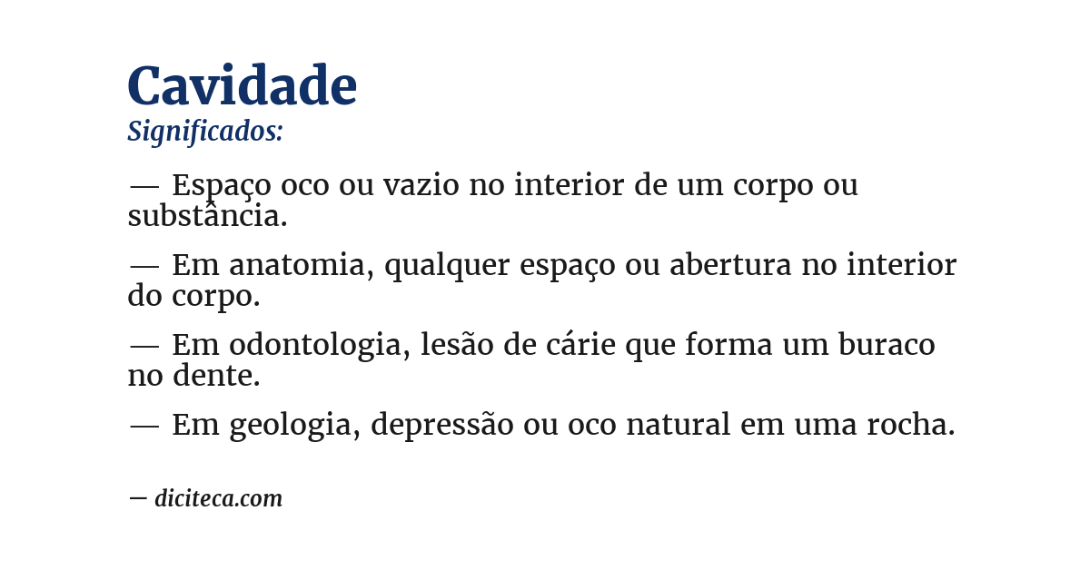 Significado de cavidade
