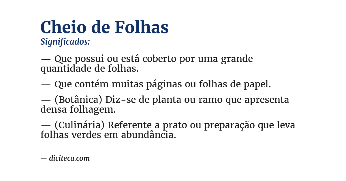 Significado de cheio de folhas