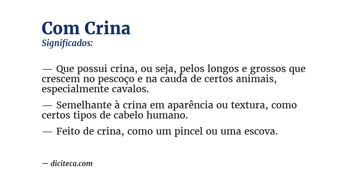 Significado de com crina
