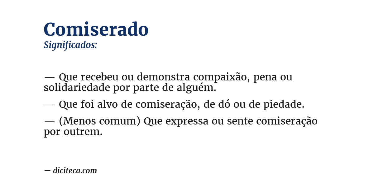 Significado de comiserado