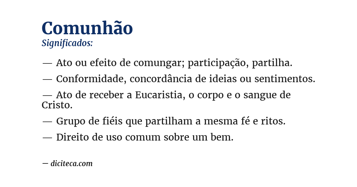 Significado de comunhão