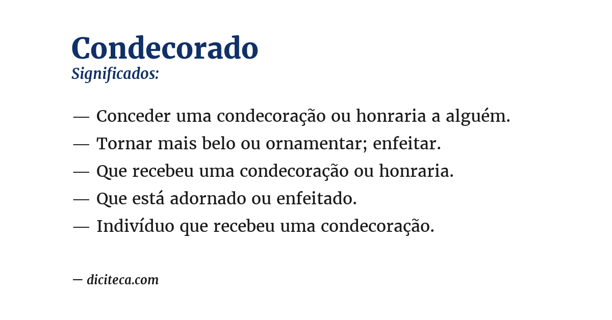 Significado de condecorado