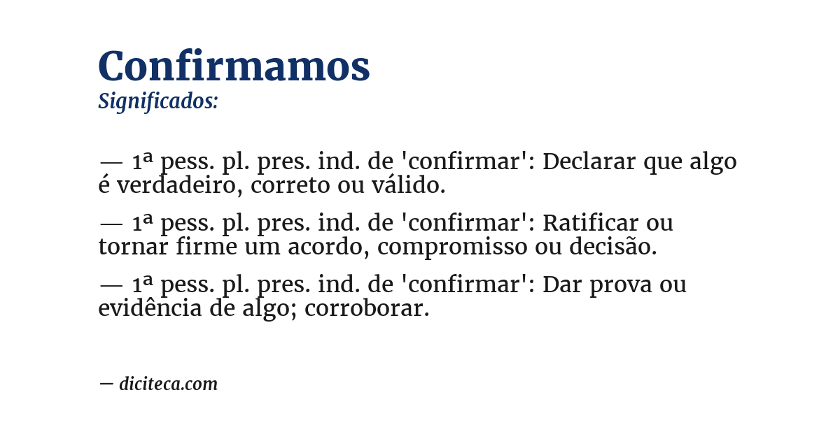 Significado de confirmamos