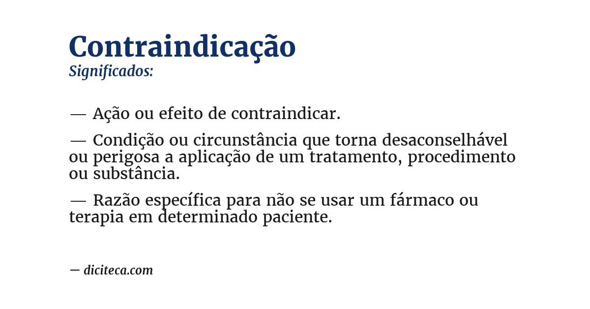 Significado de contraindicação
