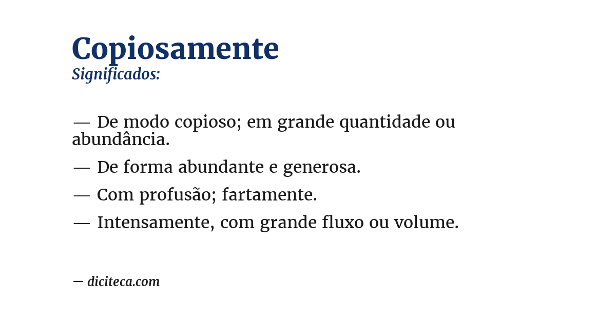 Significado de copiosamente