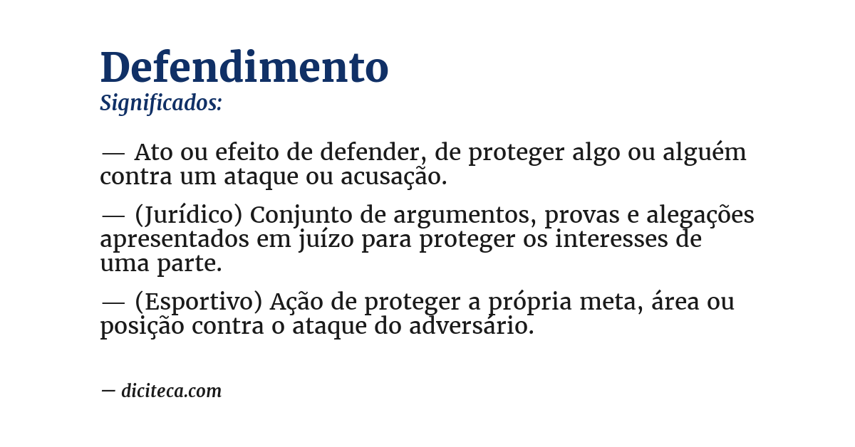 Significado de defendimento
