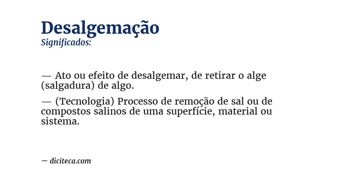 Significado de desalgemação