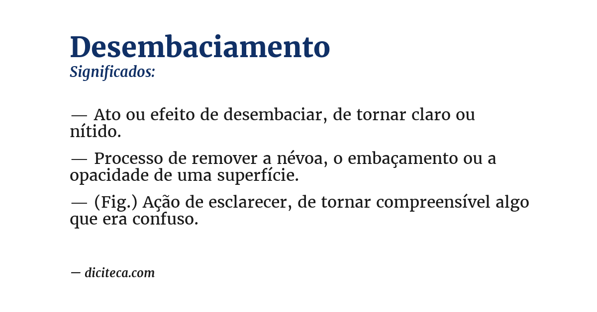 Significado de desembaciamento