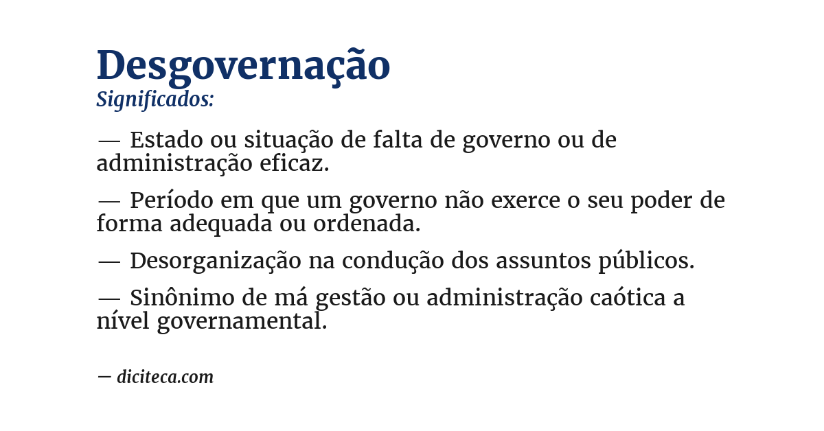 Significado de desgovernação