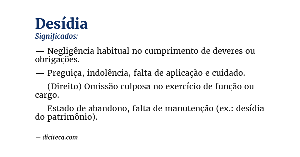 Significado de desídia