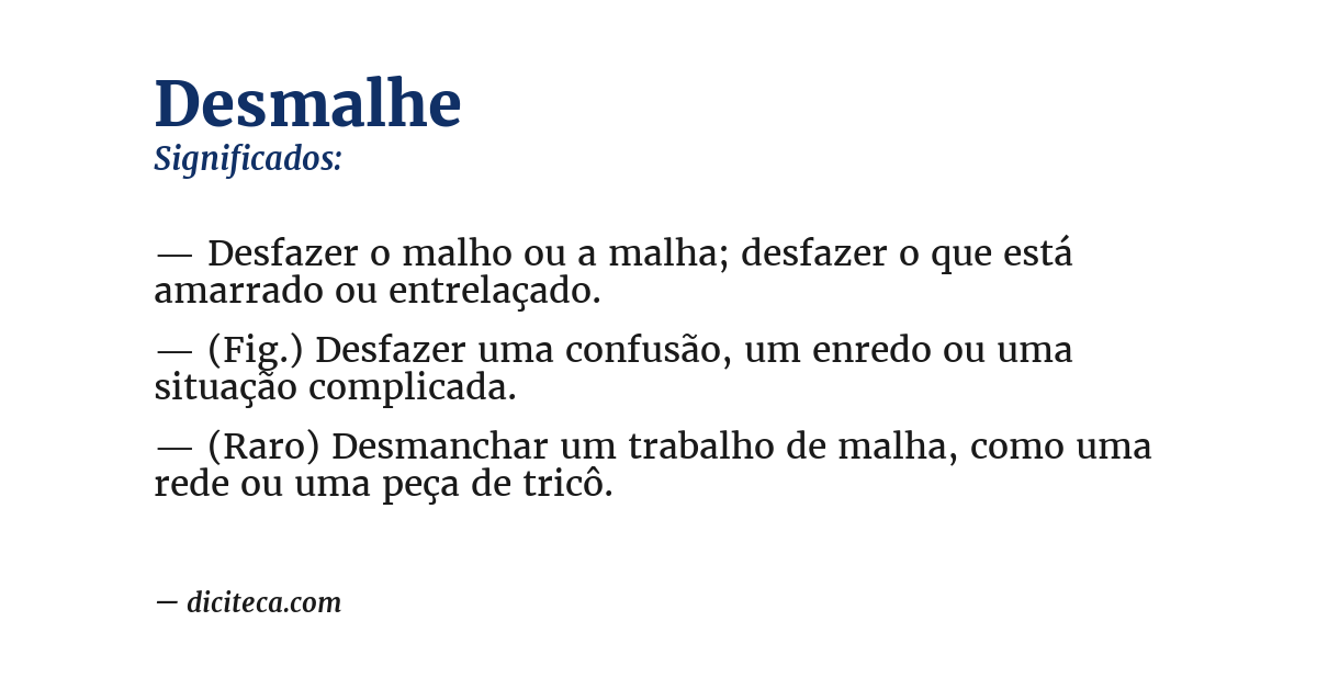 Significado de desmalhe