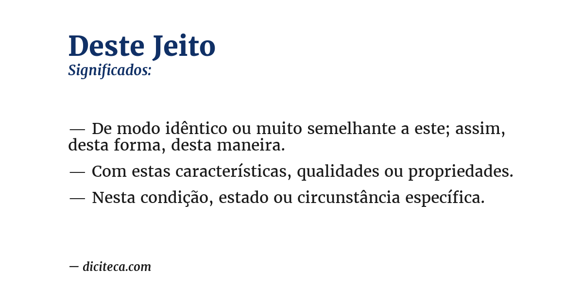 Significado de deste jeito