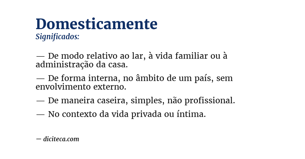 Significado de domesticamente