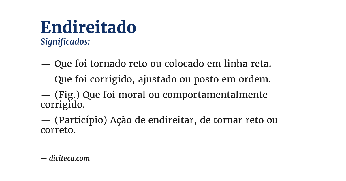 Significado de endireitado