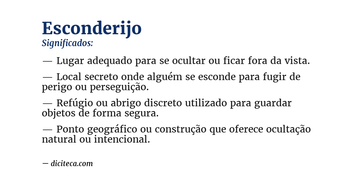 Significado de esconderijo