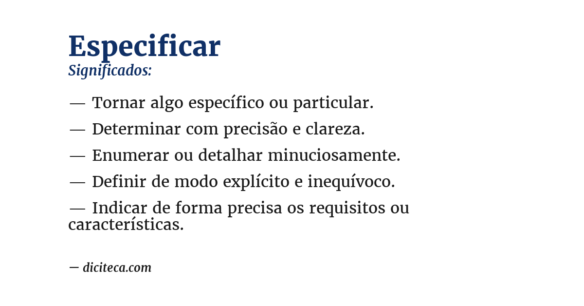 Significado de especificar