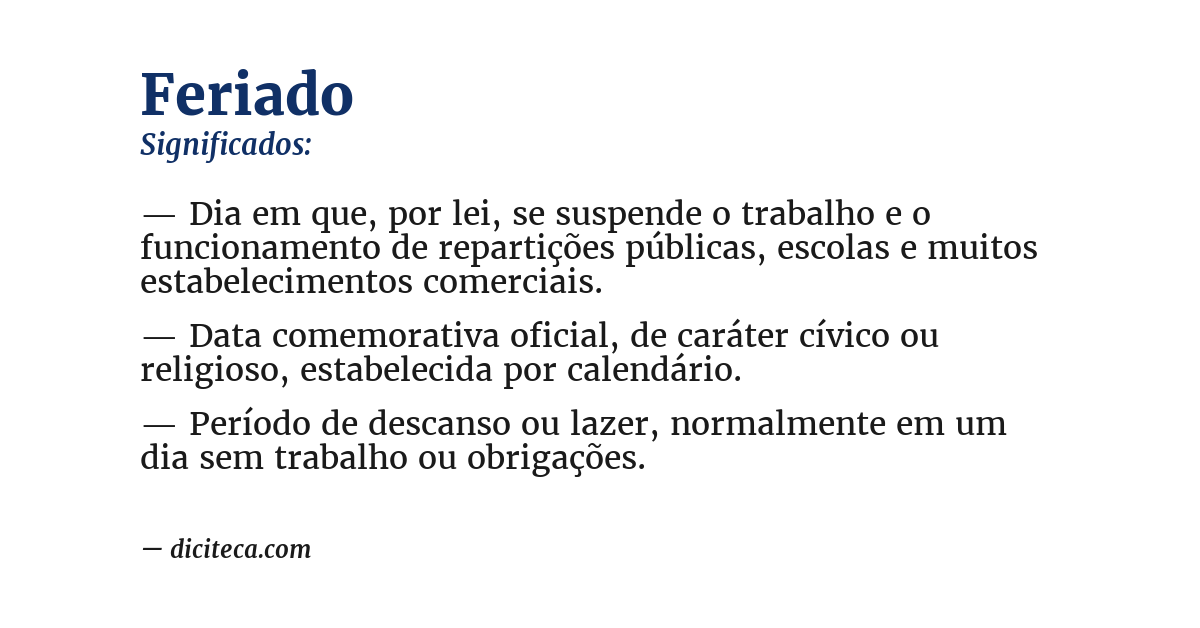 Significado de feriado
