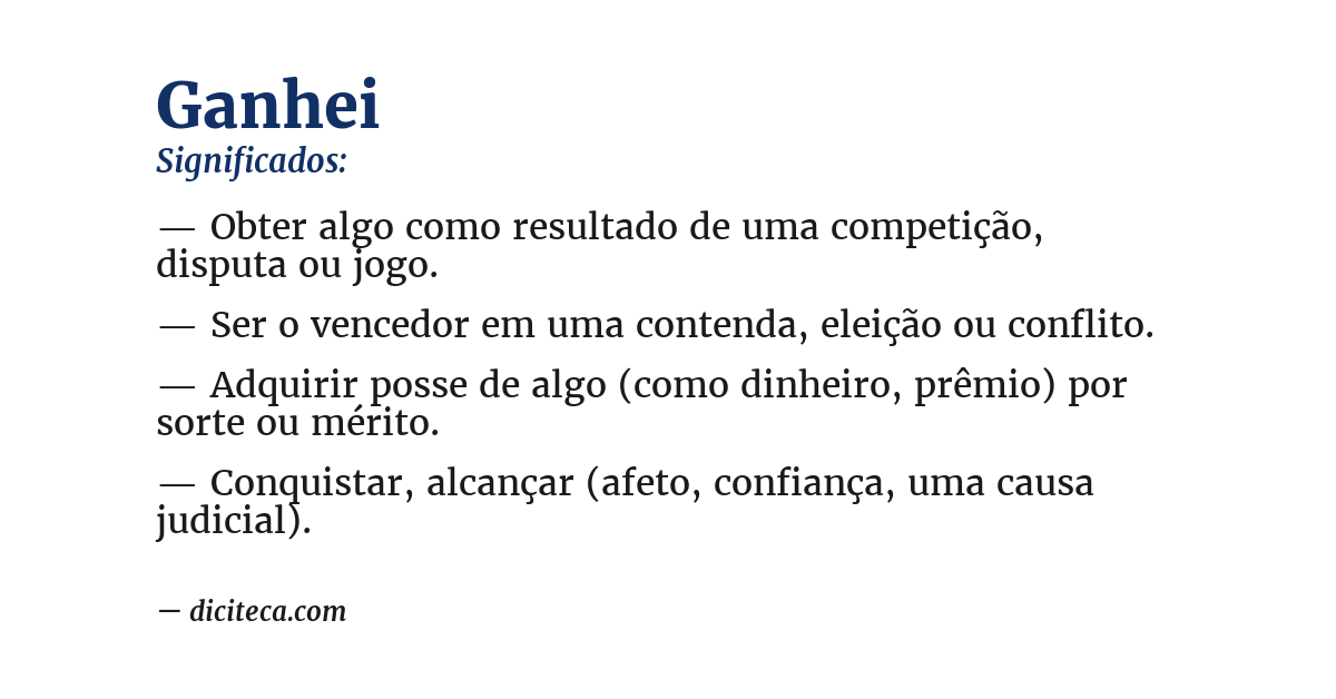Significado de ganhei