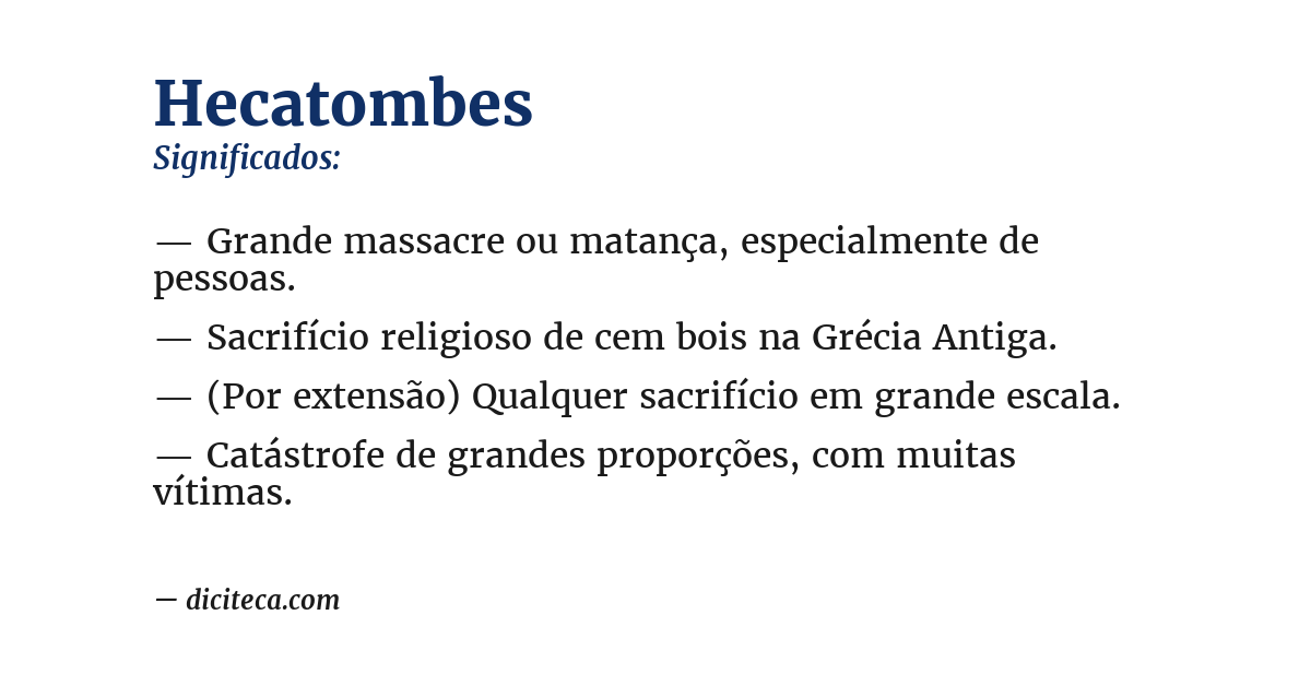 Significado de hecatombes